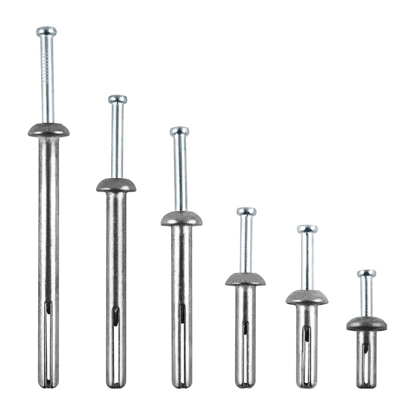 ALLOYPRO Hammer Drive Nail-in Anchors, 6 Sizes Assortment – Cement Wall Anchors for Concrete Brick Block – Zinc Plated Masonry Fasteners for Electrical Boxes, Brackets, Frames，35 PCS - Image 1